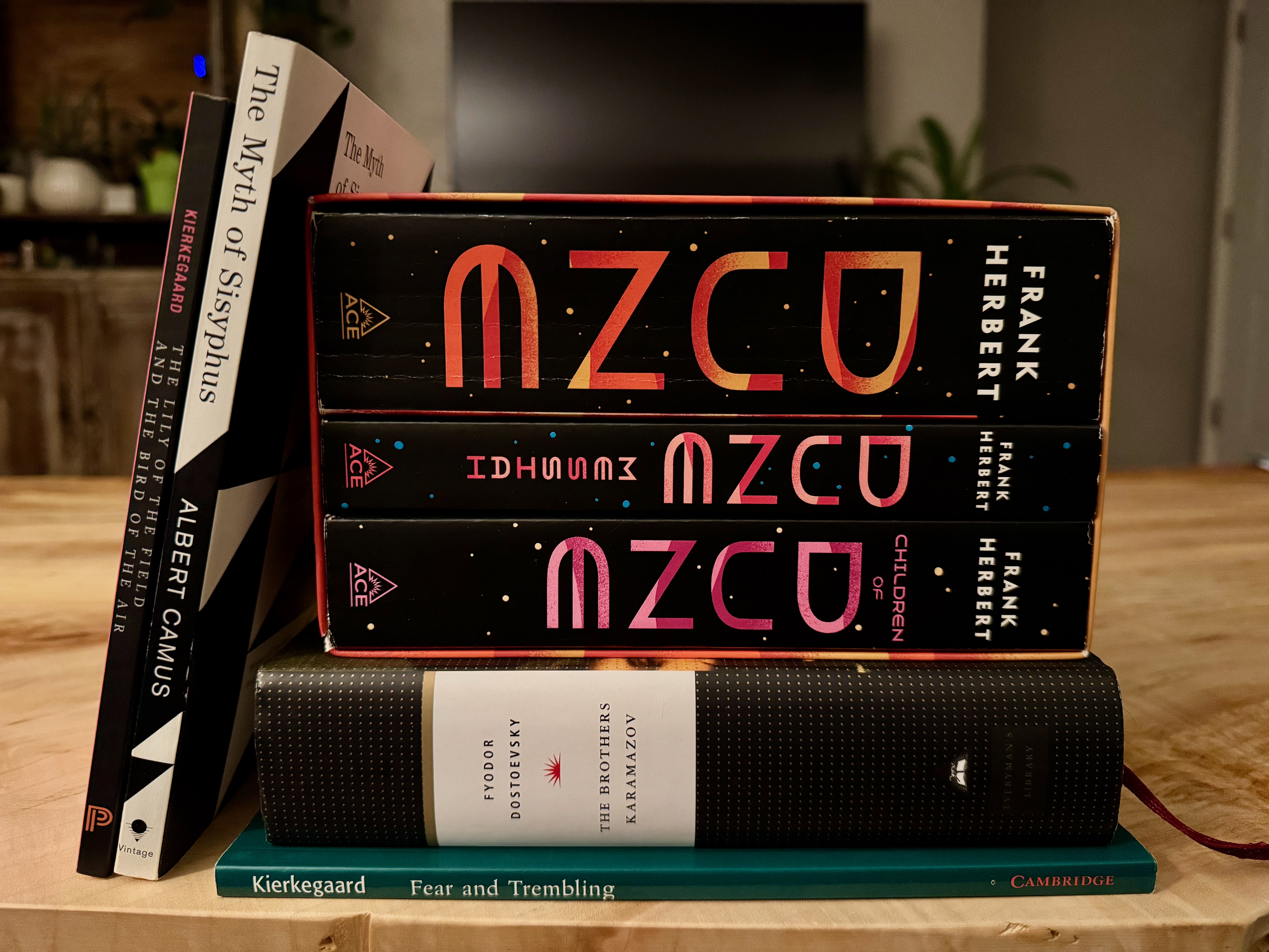 Brothers Karamazov, Dune, Lily of the Field and Bird of the Air, Fear and Trembling, Myth of Sisphyus