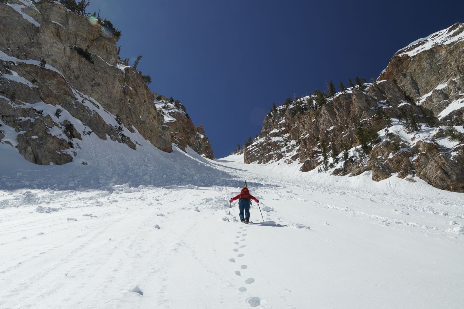 Cooper setting the boot pack up the Twin Couloirs on Deseret Peak in the Stansbury Range